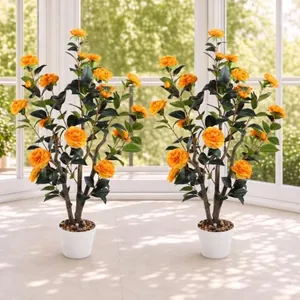 3FT Artificial Camellia Tree 2 Pcs