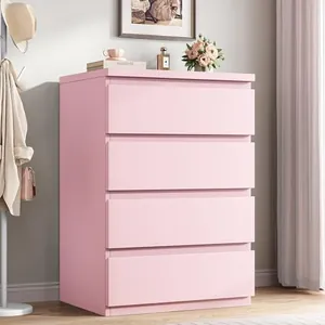 4 Drawer Dresser for Bedroom, Pink
