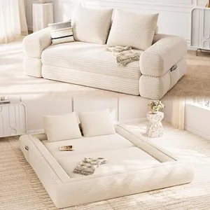 4-in-1 Convertible Folding Sofa Bed, Queen Beige