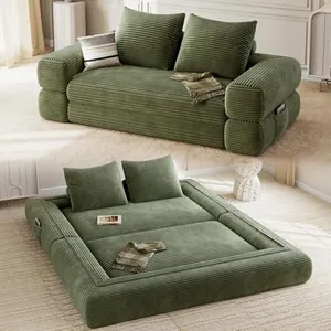4-in-1 Convertible Folding Sofa Bed, Queen Green