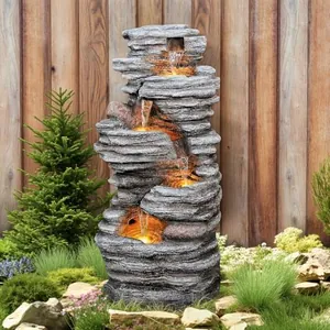 40" Outdoor Water Fountain with LED Lights