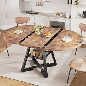 43"-57" Extendable Round Dining Table for 4-6