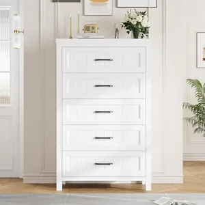 5 Drawer Dresser for Bedroom, White