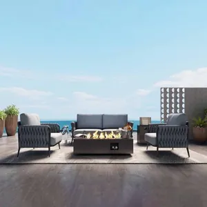 5-Piece Patio Sofa Set with 42" Propane Fire Pit Table