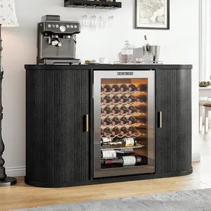 53" Fluted Coffee Bar Cabinet with Sliding Doors