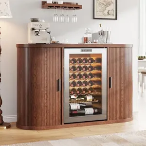 53" Fluted Wine Bar Cabinet with Sliding Doors