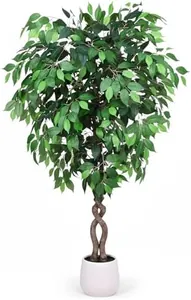 5FT Artificial Ficus Tree with White Planter