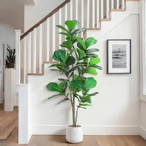 5FT Artificial Fiddle Leaf Tree with White Planter