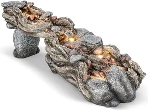 60" Long Cascading Outdoor Rock Water Fountain