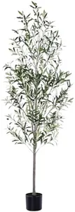 6FT Artificial Olive Tree with Planter and Wood Trunk