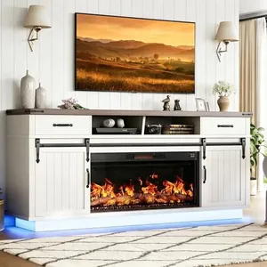 70" Fireplace TV Stand with 36" Electric Fireplace, White