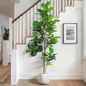 7FT Artificial Fiddle Leaf Tree with White Planter