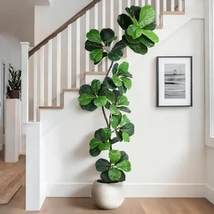 7FT Artificial Fiddle Leaf Tree with White Planter & Moss
