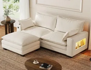 80" L-Shaped Sectional Sofa with Ottoman