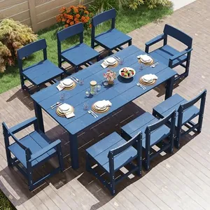 9-Piece HIPS Patio Dining Set for 8, Blue