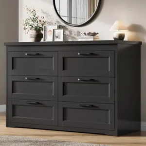Black 6 Drawer Dresser for Bedroom