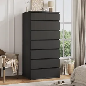 Black Tall 8 Drawer Dresser for Bedroom