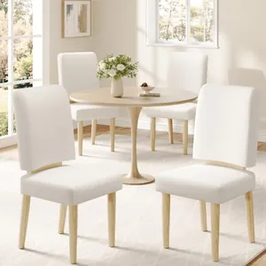 Dining Chairs Set of 4 with Solid Wood Legs, White