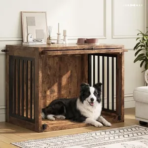 Dog Crate Furniture, 35" Wooden Dog Kennel for Dogs up to 50 lb