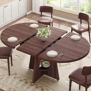 Extendable Dining Table, Round Kitchen Dining Table for 4-8 P…
