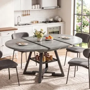 Extendable Round Dining Table for 4-8