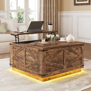 Farmhouse Lift Top Coffee Table, Rustic Brown