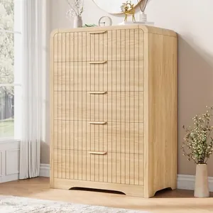 Fluted 5 Drawer Dresser, 43" Curved Profile