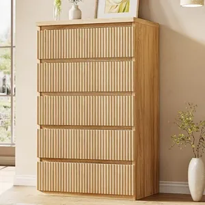 Fluted 5 Drawer Dresser for Bedroom