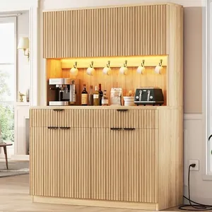 Fluted Kitchen Pantry Storage Cabinet