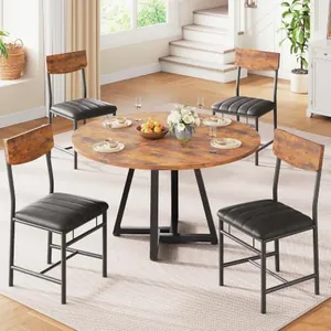 Industrial Dining Chairs Set of 4, Walnut