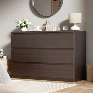 Modern Brown 7 Drawer Dresser for Bedroom