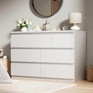 Modern White 7 Drawer Dresser for Bedroom