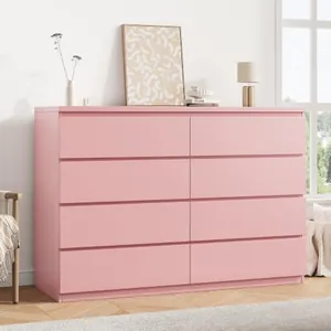 Pink 8 Drawer Dresser for Bedroom