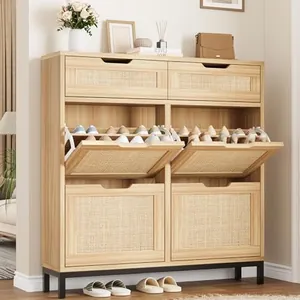 Rattan Shoe Cabinet for Entryway