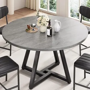 Round Pedestal Dining Table for 4, Grey