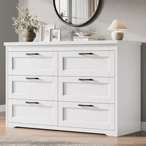 White 6 Drawer Dresser for Bedroom