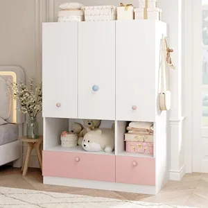White Armoire Wardrobe Closet with Hanging Rod