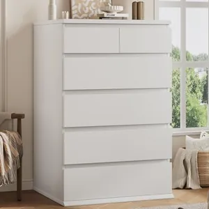 White Tall 6 Drawer Dresser for Bedroom
