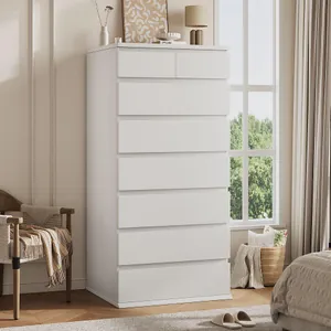 White Tall 8 Drawer Dresser for Bedroom